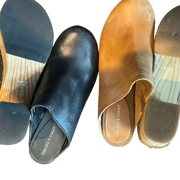 Chelsea & Violet Black and Brown Leather Mules - Picture 2 of 4